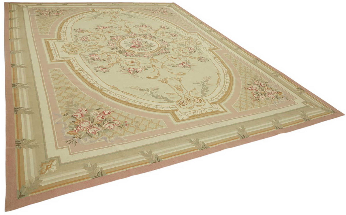 Sivemi Krem Pembe Çiçek Desenli Klasik El Dokuma Halı 307x429 cm – genel görünüm