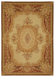 Sivemi Çiçek Desenli Bordo Bej Aubusson El Dokuma Halı 300x428 cm