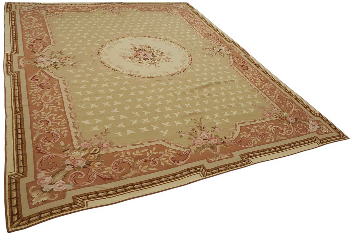 Sivemi Çiçek Desenli Bej Kahverengi Vintage Halı 272x348 cm 47428 – genel görünüm