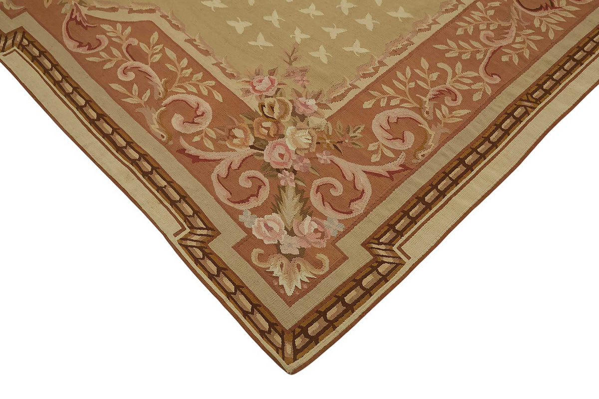 Sivemi Çiçek Desenli Bej Kahverengi Vintage Halı 272x348 cm 47428 – detay görünümü