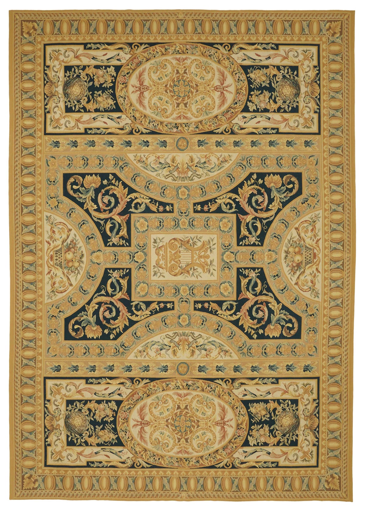 Sivemi Sarı Halı Klasik Geometrik Desenli Aubusson 304x436 cm 47433