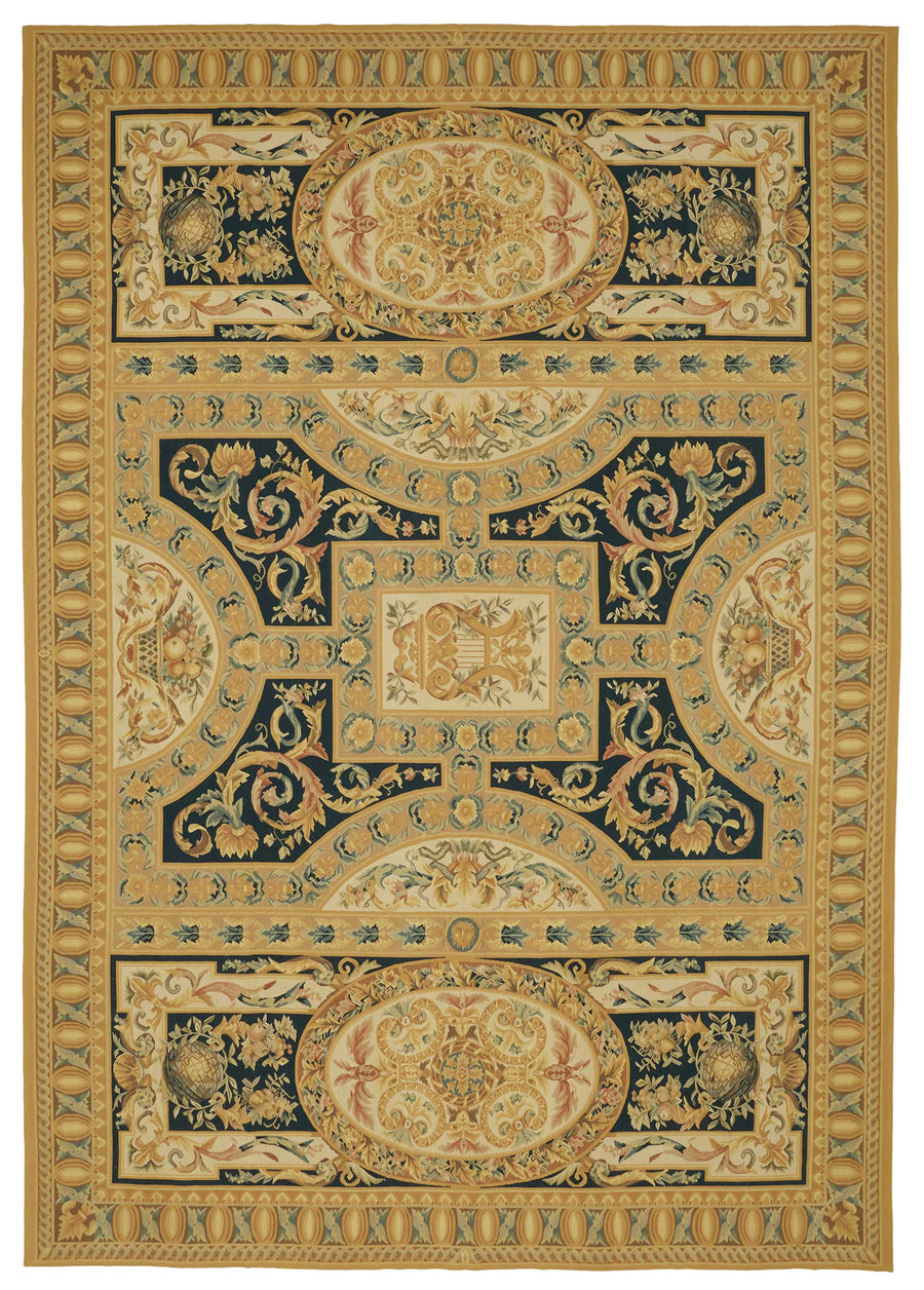 Sivemi Sarı Halı Klasik Geometrik Desenli Aubusson 304x436 cm 47433