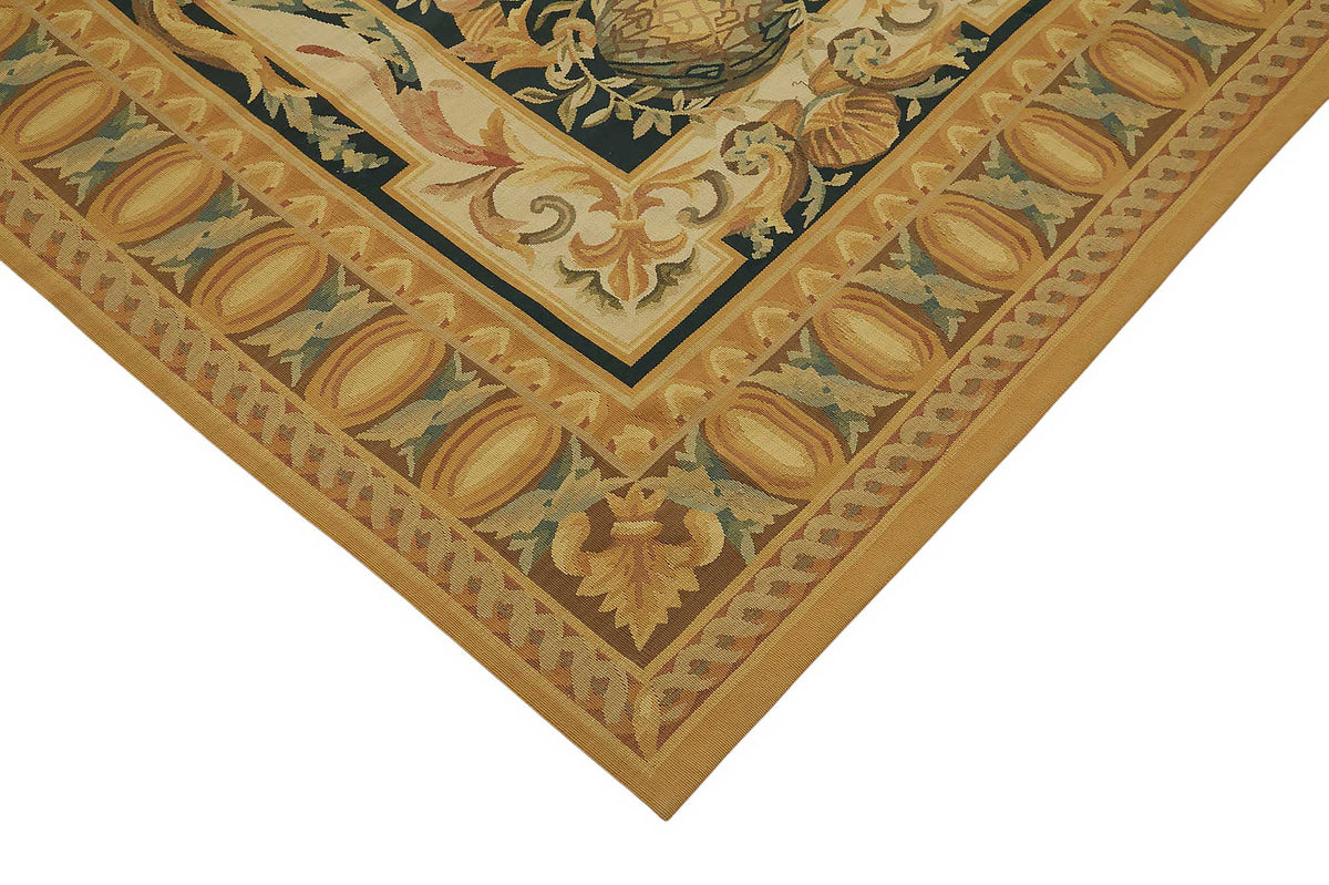 Sivemi Sarı Halı Klasik Geometrik Desenli Aubusson 304x436 cm 47433 – detay görünümü