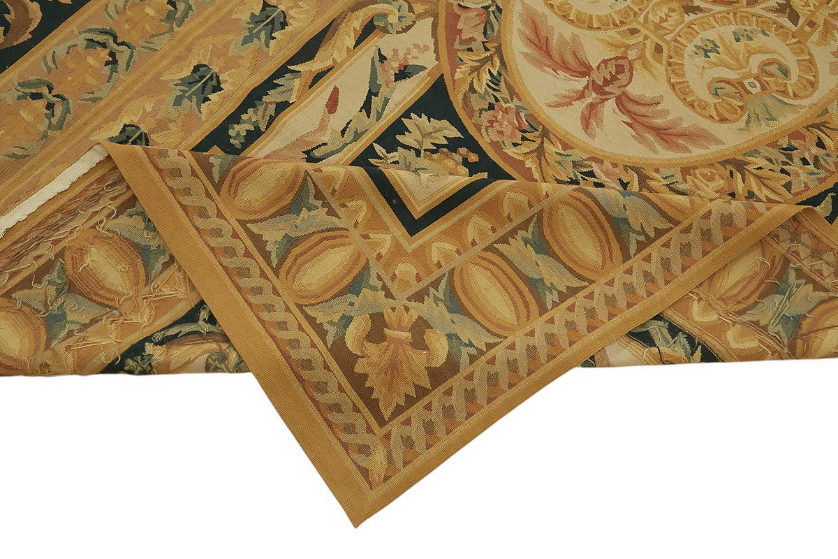 Sivemi Sarı Halı Klasik Geometrik Desenli Aubusson 304x436 cm 47433 – kenar detayı