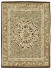 Sivemi Düz Dokuma Bej ve Kahverengi Madalyon Desenli Halı 206x279 cm
