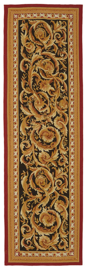 Sivemi Düz Siyah Halı Baklava Desenli Vintage Yün Pamuk 90x300 cm