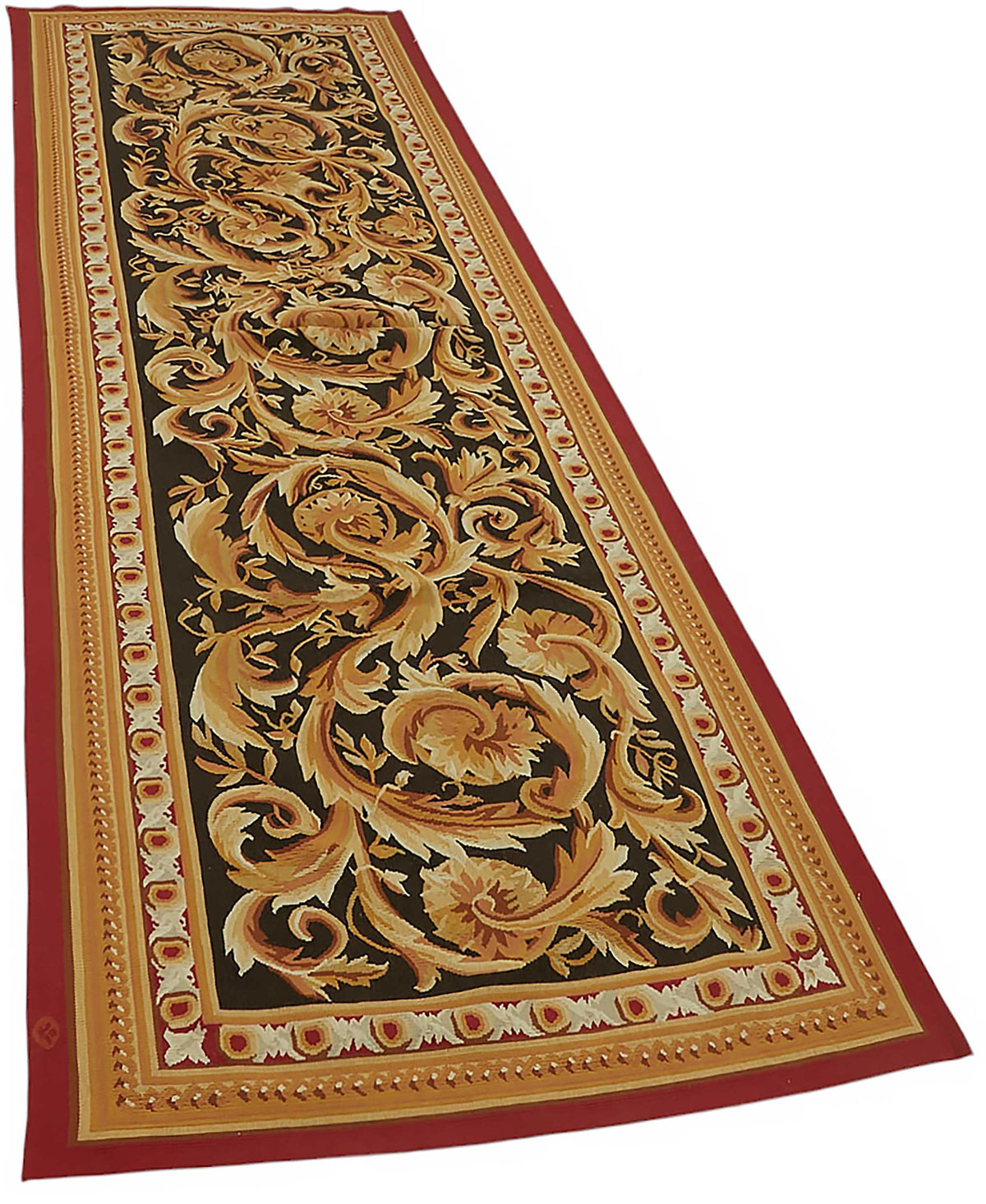 Sivemi Düz Siyah Halı Baklava Desenli Vintage Yün Pamuk 90x300 cm – genel görünüm