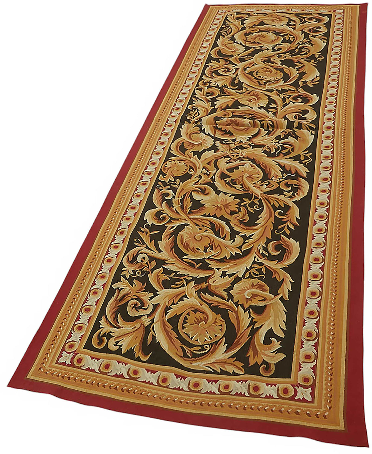 Sivemi Düz Siyah Halı Baklava Desenli Vintage Yün Pamuk 90x300 cm – doku yakın çekim
