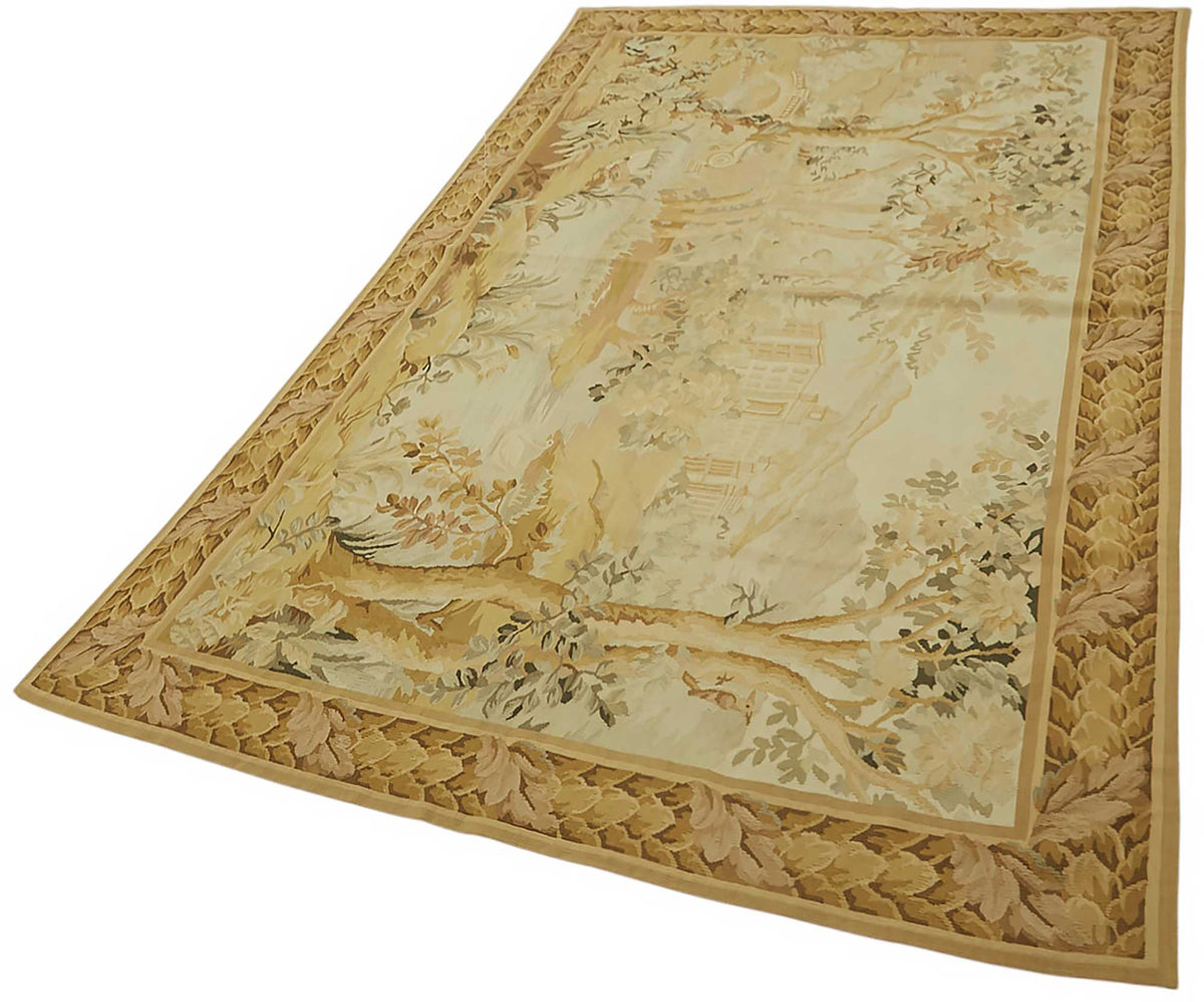 Sivemi Bej ve Kahverengi Mandala Desenli Yün Pamuk Halı 153x242 cm – doku yakın çekim