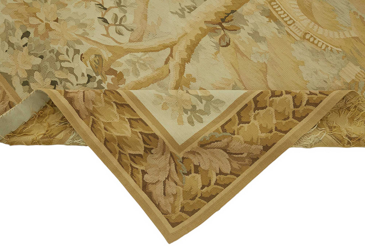Sivemi Bej ve Kahverengi Mandala Desenli Yün Pamuk Halı 153x242 cm – kenar detayı