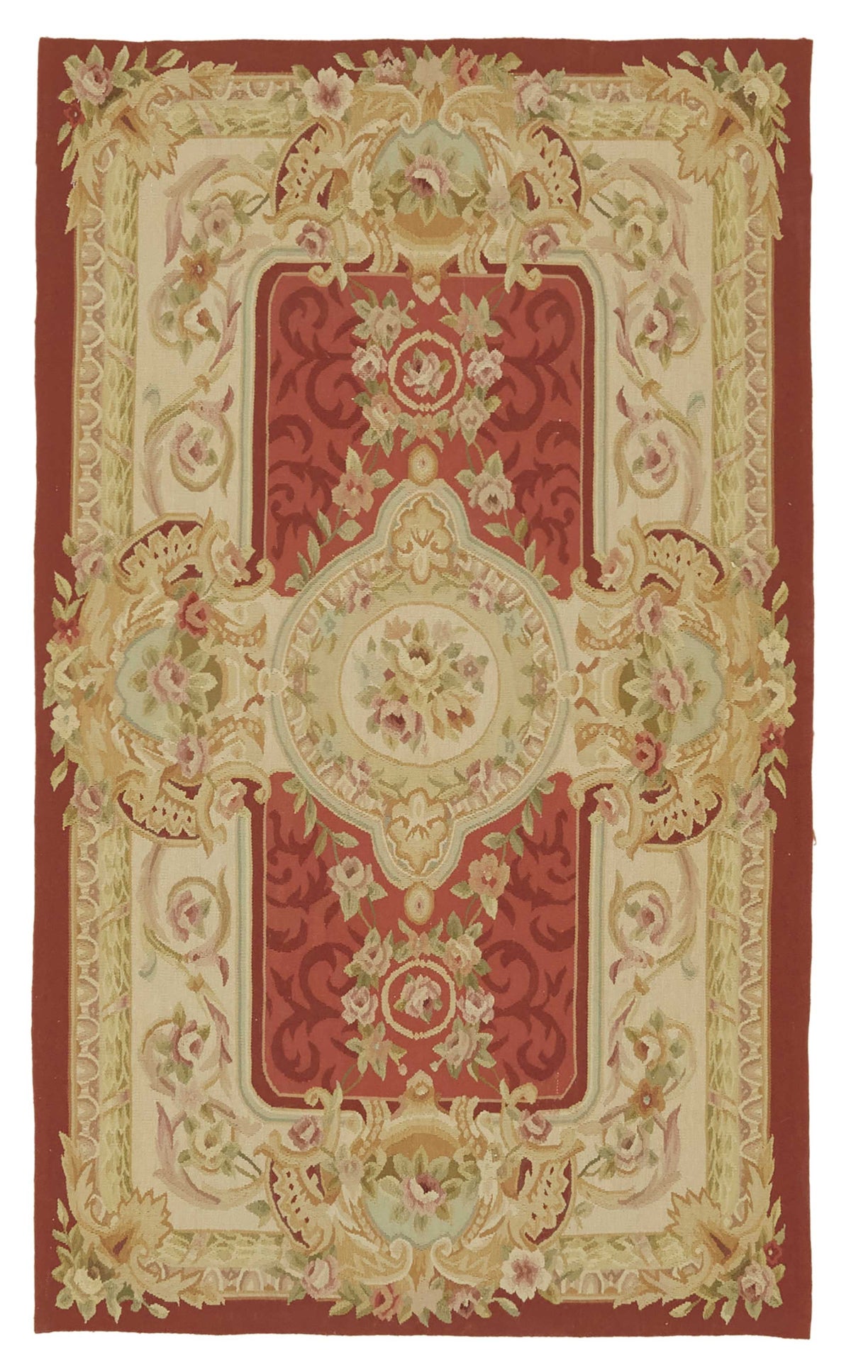 Sivemi Kırmızı Bej Çiçekli Yün ve Pamuk El Dokuma Halı 92x152 cm