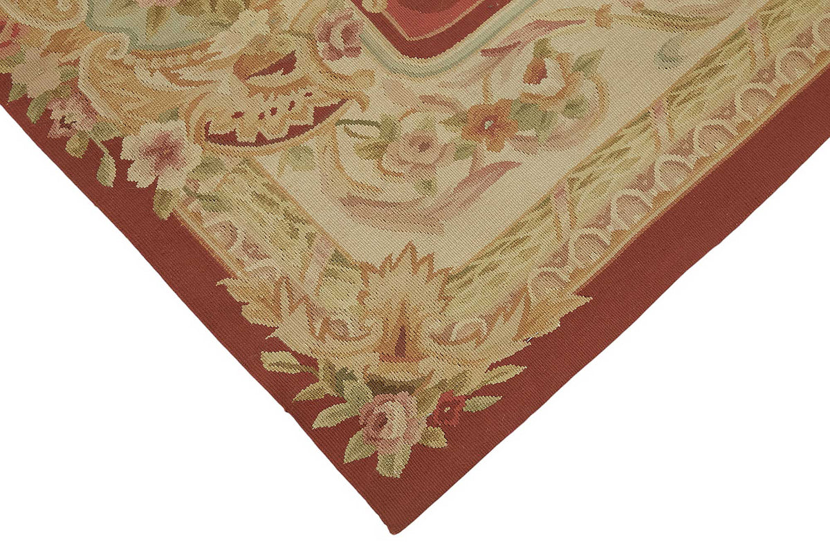 Sivemi Kırmızı Bej Çiçekli Yün ve Pamuk El Dokuma Halı 92x152 cm – detay görünümü