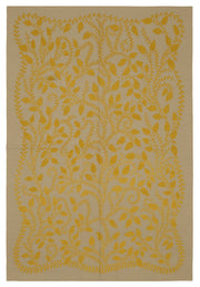 Mevri Çiçekli Bej ve Hardal Sarısı Dokuma Modern Halı 184x272 cm
