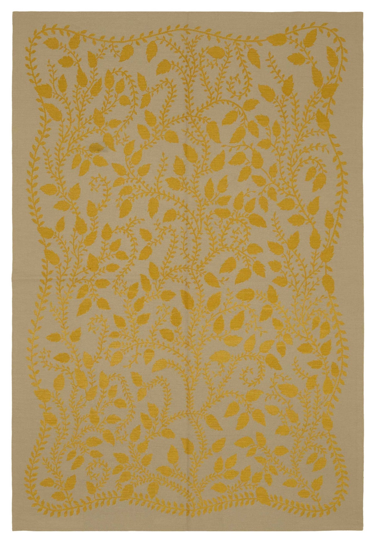 Mevri Çiçekli Bej ve Hardal Sarısı Dokuma Modern Halı 184x272 cm