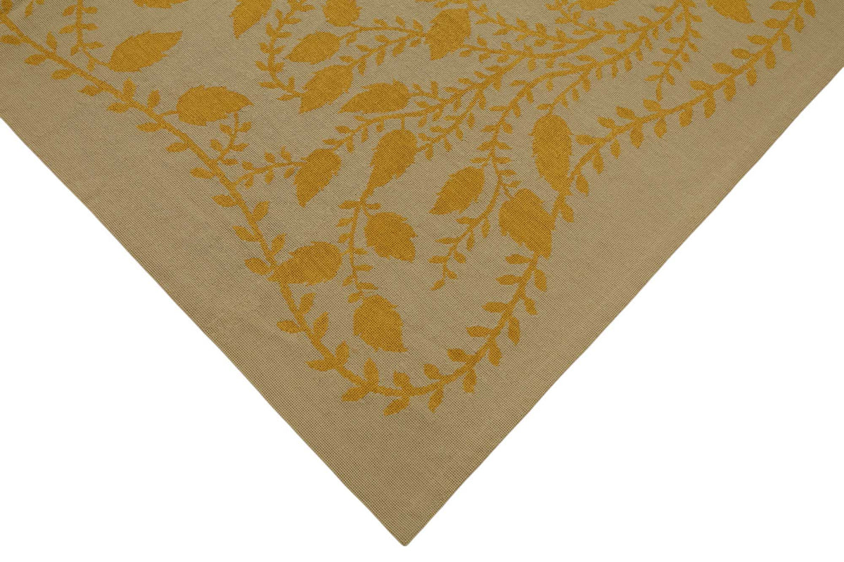 Mevri Çiçekli Bej ve Hardal Sarısı Dokuma Modern Halı 184x272 cm – detay görünümü