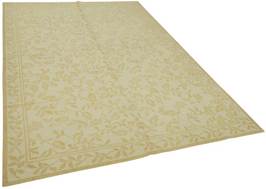 Mevri Çiçek Desenli Krem Gold ve Bej El Dokuma Halı 180x255 cm – genel görünüm
