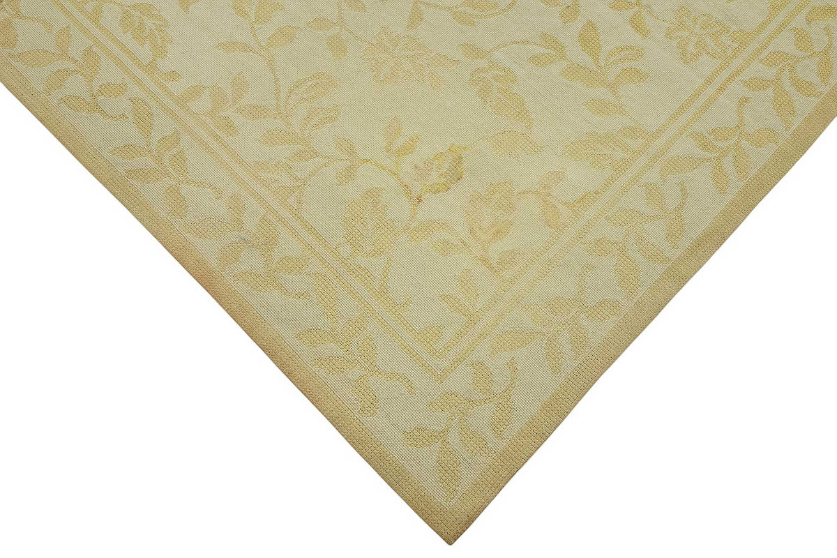 Mevri Çiçek Desenli Krem Gold ve Bej El Dokuma Halı 180x255 cm – detay görünümü