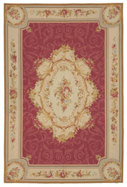 Mevri Needlepoint Bordo Krem Çiçek Desenli El Dokuma Halı 162x246 cm