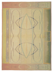 Mevri Bej Pembe Geometrik Desenli Modern El Dokuma Halı 180x256 cm