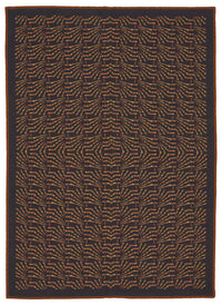 Mevri Siyah Kahverengi Geometrik Desenli Yün El Dokuma Halı 168x235 cm