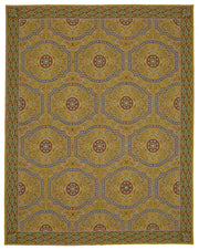 Mevri Haki Lacivert Geometrik Desenli Klasik El Dokuma Halı 261x331 cm