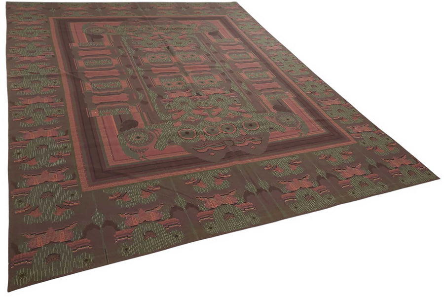 Mevri Geometrik Desenli Kahverengi ve Kırmızı Dokuma Halı 240x342 cm – genel görünüm