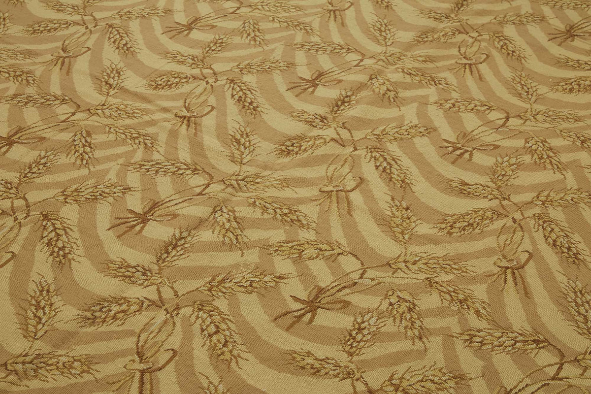 Mevri Bej ve Kahverengi Geometrik Desenli El Dokuma Halı 244x303 cm – mekânda kullanım
