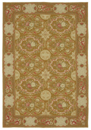 Mevri Needlepoint Altın Bej Çiçek Desenli El Dokuma Halı 181x273 cm