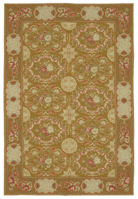 Mevri Needlepoint Altın Bej Çiçek Desenli El Dokuma Halı 181x273 cm
