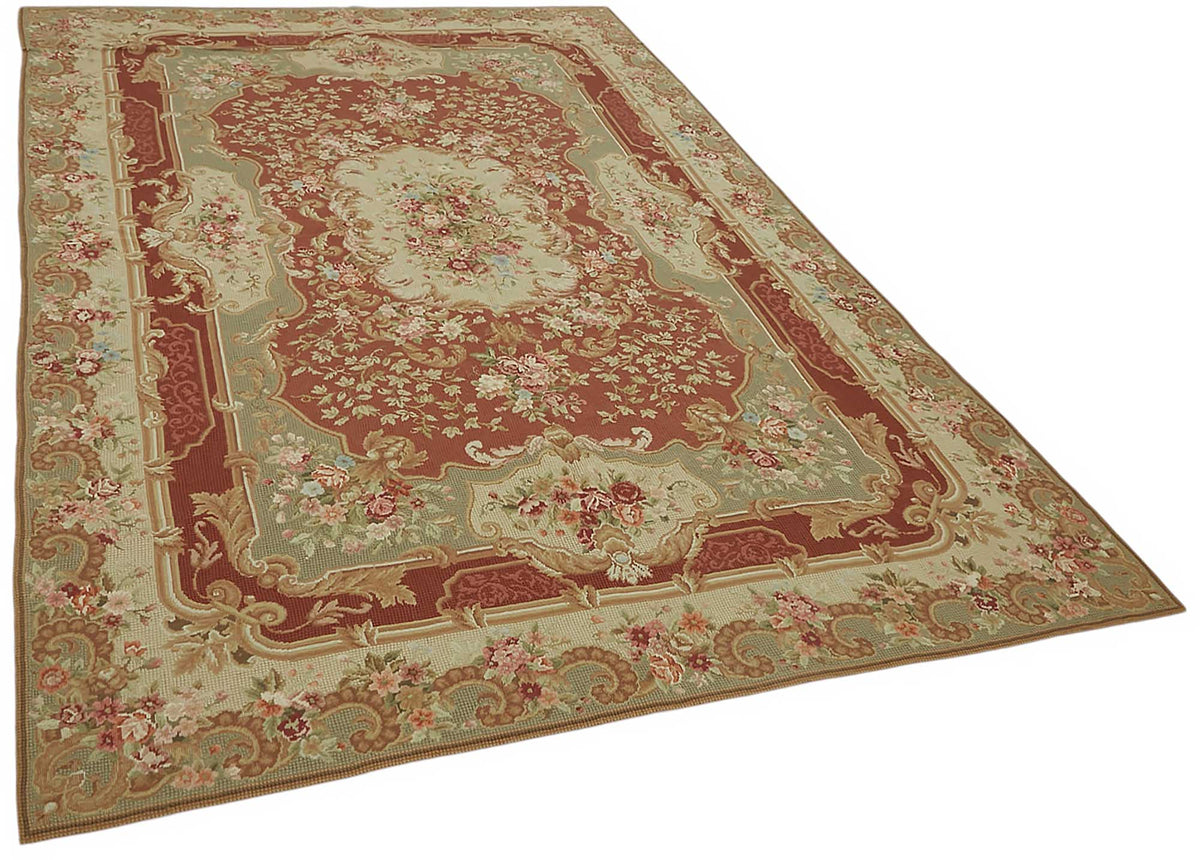 Mevri Kırmızı Bej Çiçek Desenli Yün Pamuk El Dokuma Halı 180x280 cm – genel görünüm