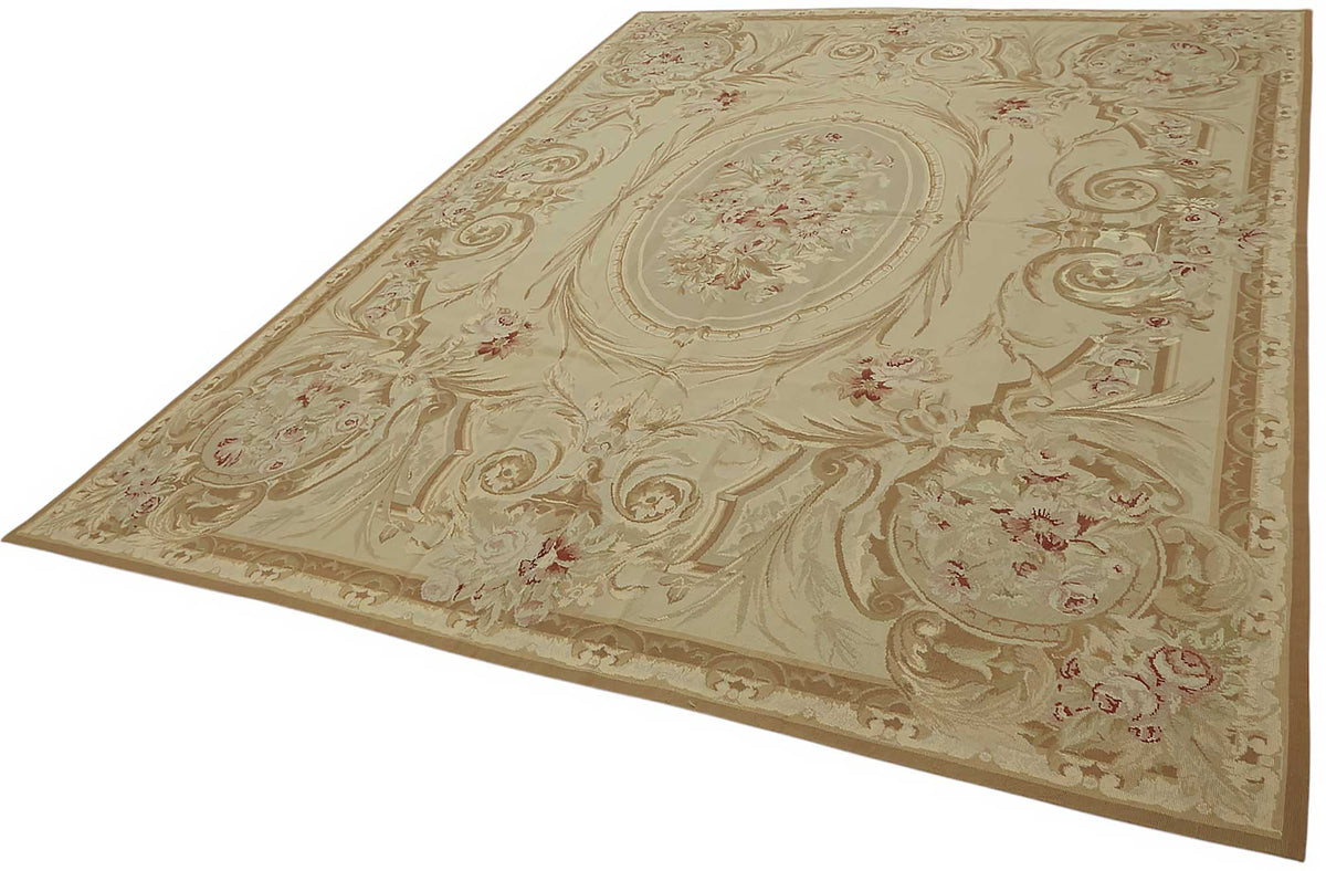 Mevri Çiçek Desenli Kahverengi ve Bej Halı 249x314 cm 47476 – doku yakın çekim
