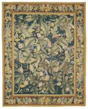 Mevri Lacivert Çiçek Desenli Klasik El Dokuma Halı 231x290 cm