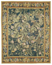 Mevri Lacivert Çiçek Desenli Klasik El Dokuma Halı 231x290 cm