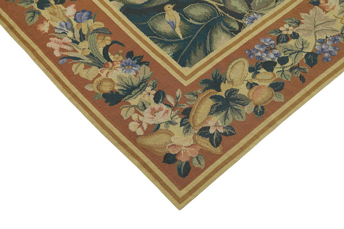 Mevri Lacivert Çiçek Desenli Klasik El Dokuma Halı 231x290 cm – detay görünümü