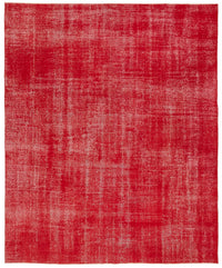 Zelko Kırmızı Gri Soyut Desenli Yün El Dokuma Halı 250x300 cm
