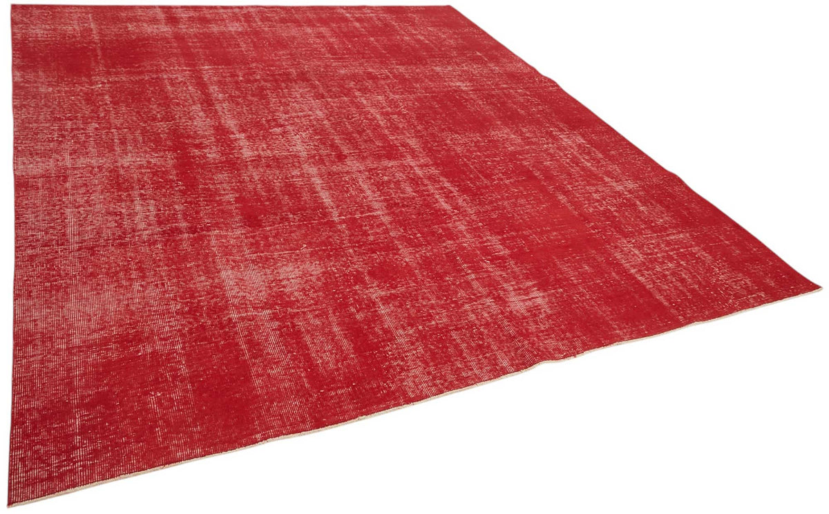 Zelko Kırmızı Gri Soyut Desenli Yün El Dokuma Halı 250x300 cm – genel görünüm