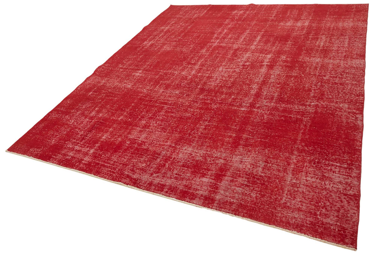 Zelko Kırmızı Gri Soyut Desenli Yün El Dokuma Halı 250x300 cm – doku yakın çekim