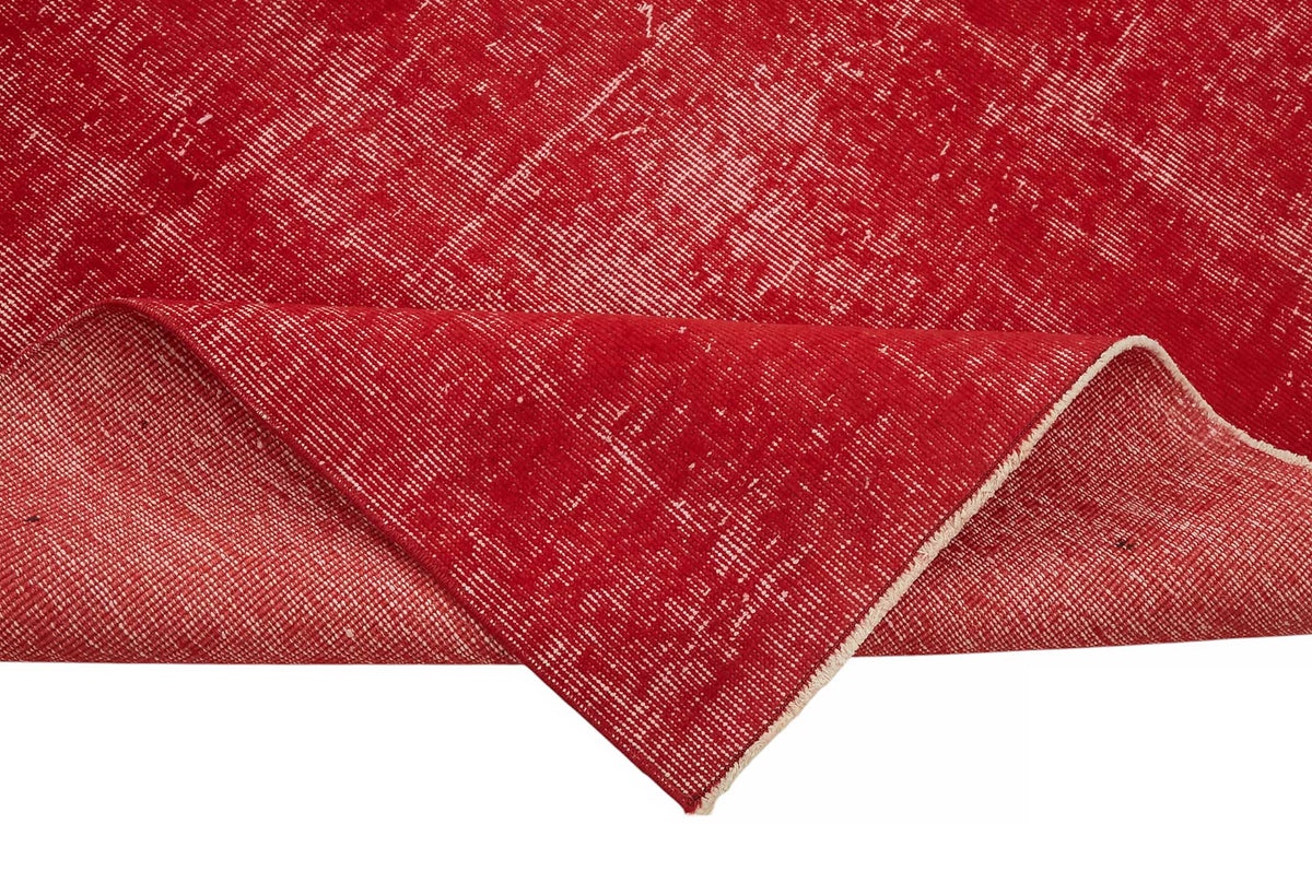 Zelko Kırmızı Gri Soyut Desenli Yün El Dokuma Halı 250x300 cm – kenar detayı