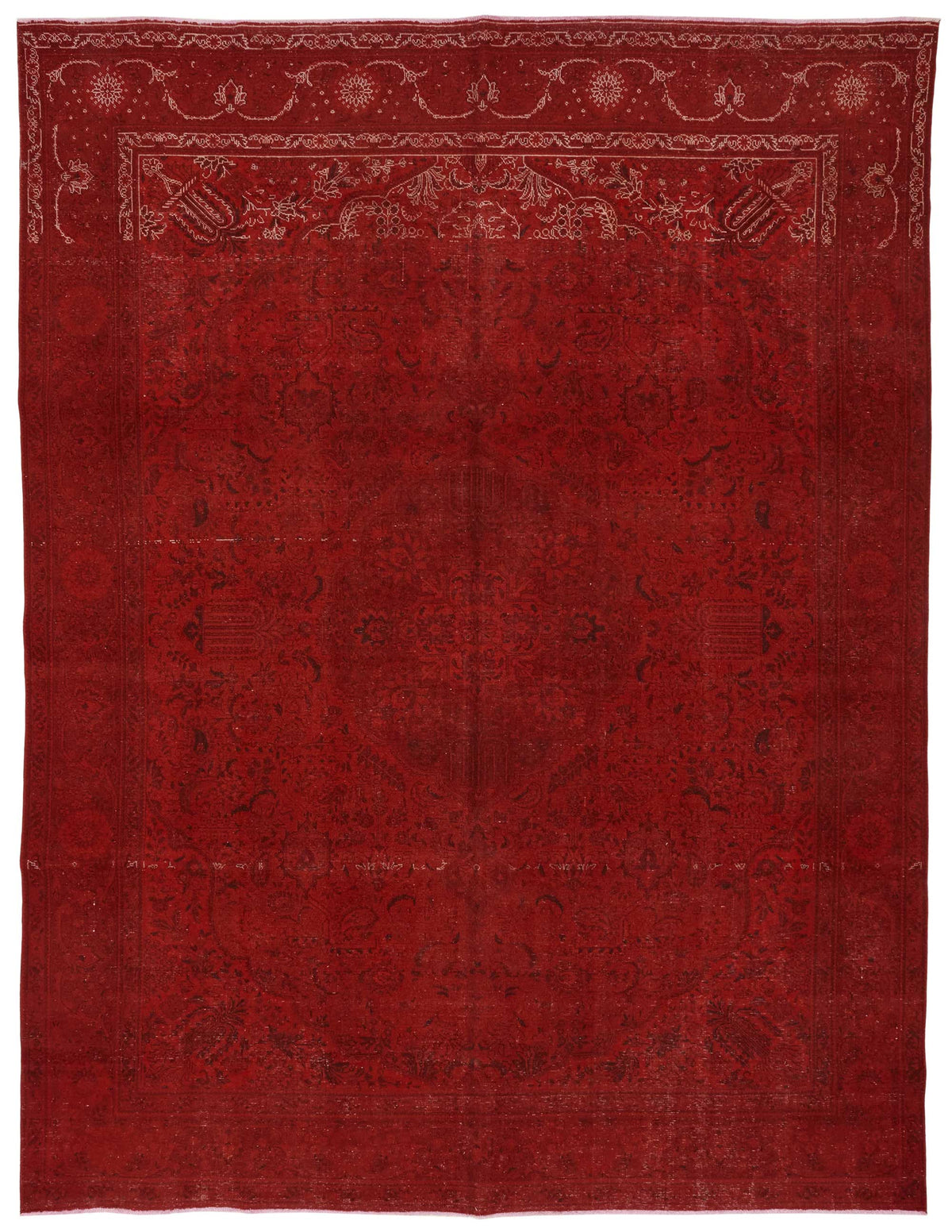 Zelko Kırmızı Bej Çiçek Desenli Yün Pamuk El Dokuma Halı 300x400 cm