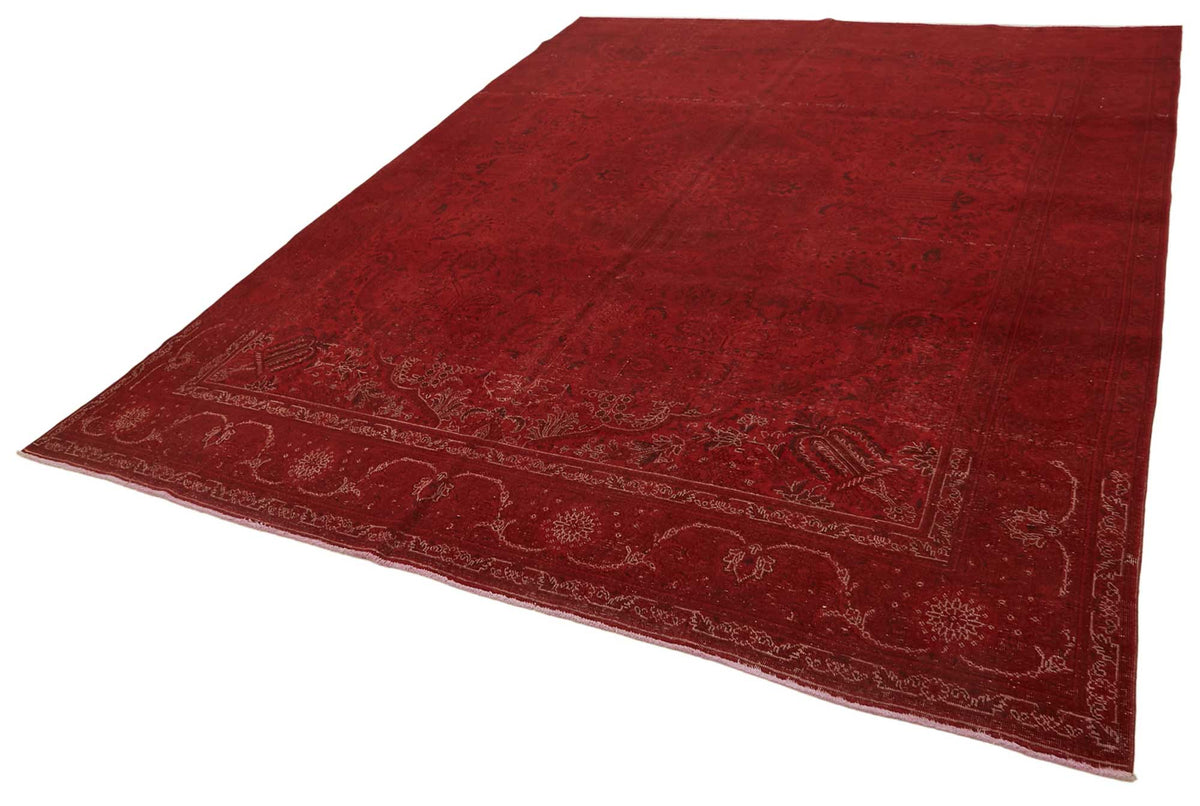 Zelko Kırmızı Bej Çiçek Desenli Yün Pamuk El Dokuma Halı 300x400 cm – doku yakın çekim