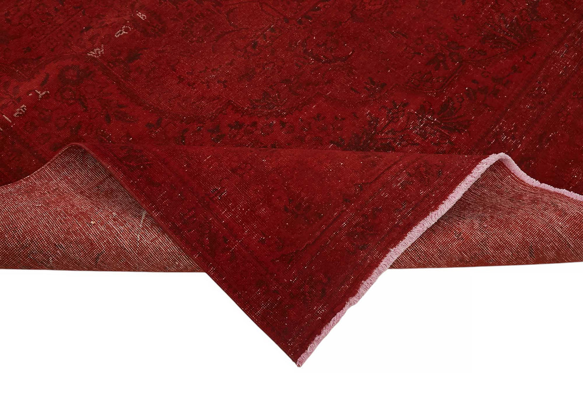 Zelko Kırmızı Bej Çiçek Desenli Yün Pamuk El Dokuma Halı 300x400 cm – kenar detayı