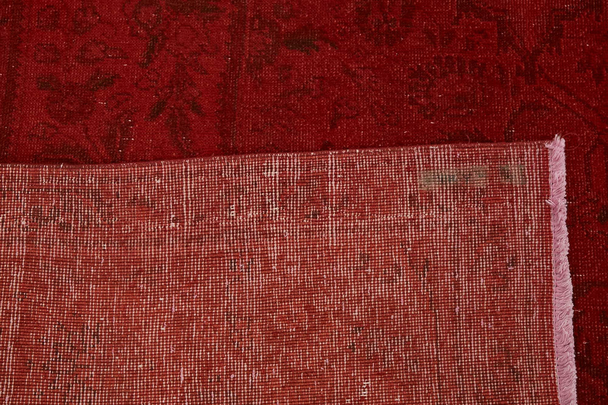 Zelko Kırmızı Bej Çiçek Desenli Yün Pamuk El Dokuma Halı 300x400 cm – arka yüz görünümü