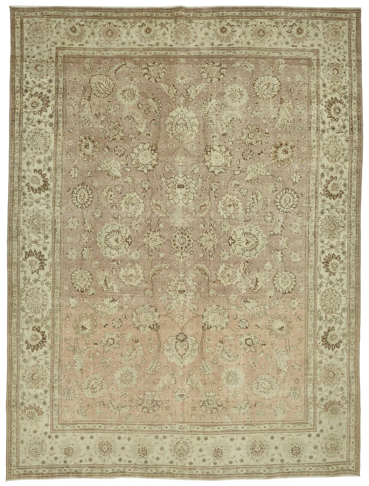 Rusvo Bej Halı Vintage Çiçek Desenli El Dokuma 286x387 cm 47500