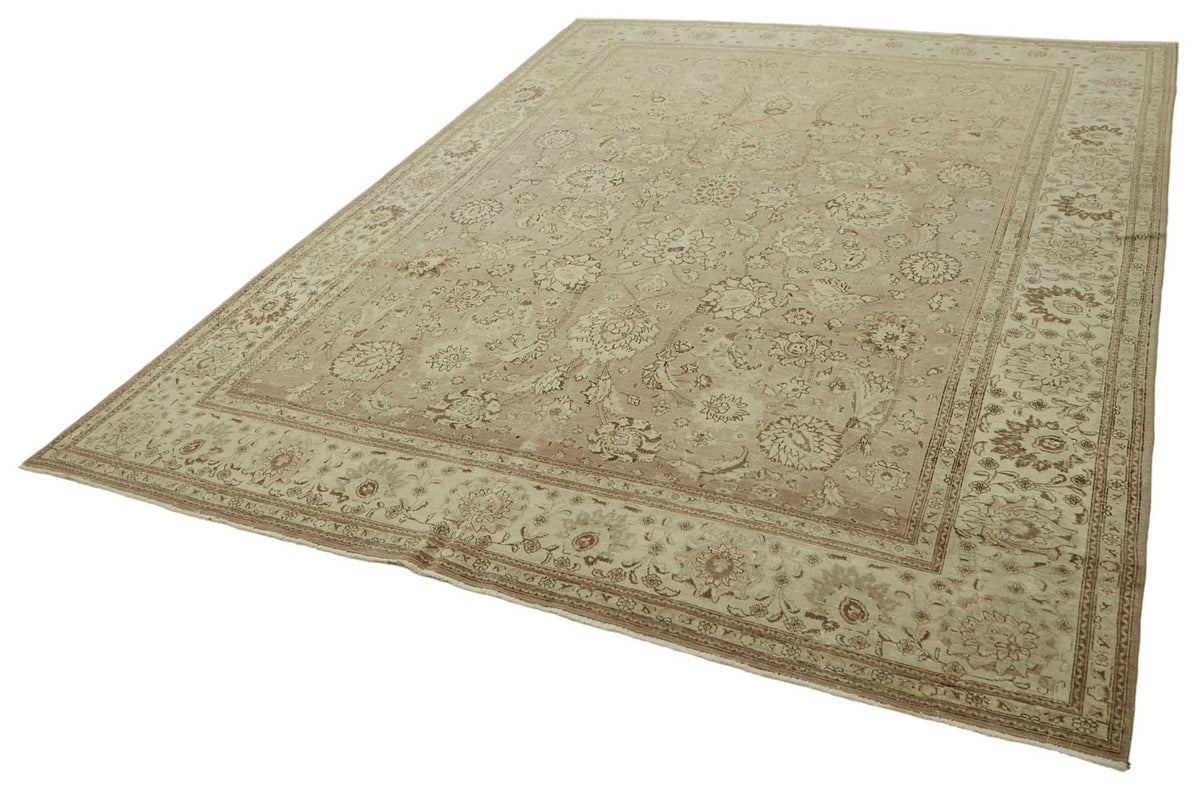 Rusvo Bej Halı Vintage Çiçek Desenli El Dokuma 286x387 cm 47500 – doku yakın çekim