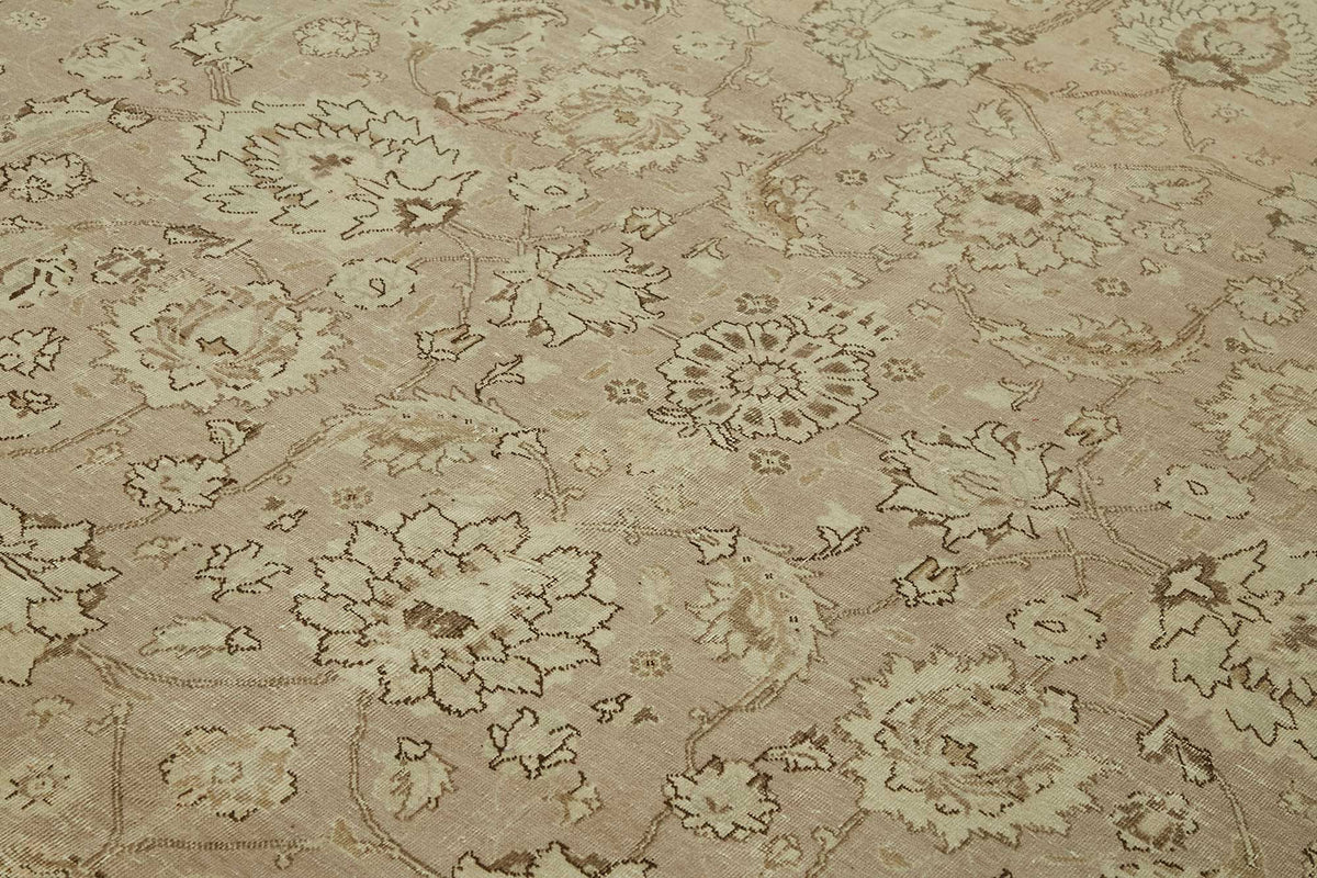 Rusvo Bej Halı Vintage Çiçek Desenli El Dokuma 286x387 cm 47500 – mekânda kullanım