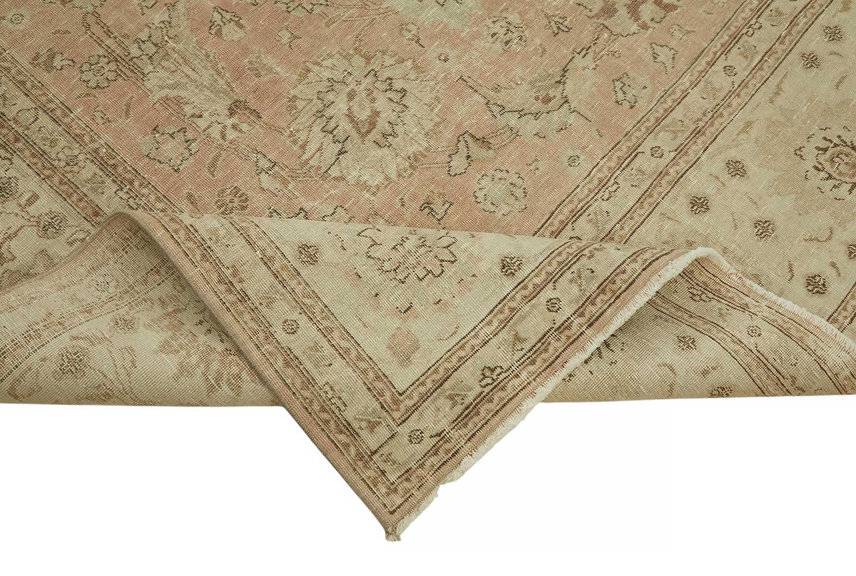 Rusvo Bej Halı Vintage Çiçek Desenli El Dokuma 286x387 cm 47500 – kenar detayı
