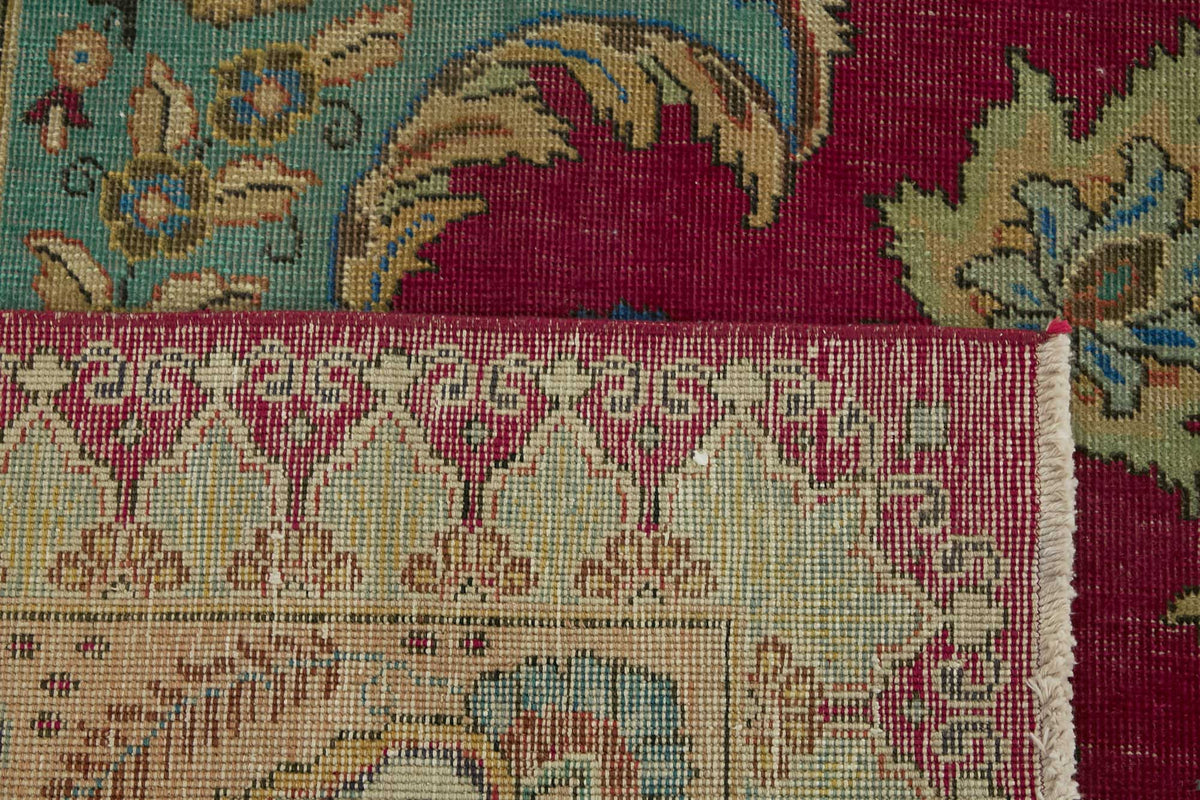 Rusvo Vintage Bordo Bej Madalyon Desenli Düz Dokuma Halı 301x388 cm – arka yüz görünümü