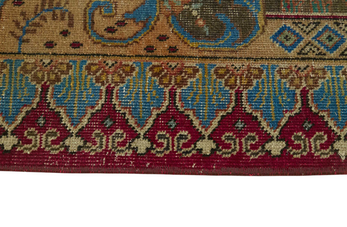 Rusvo Vintage Bordo Bej Madalyon Desenli Düz Dokuma Halı 301x388 cm – farklı açı