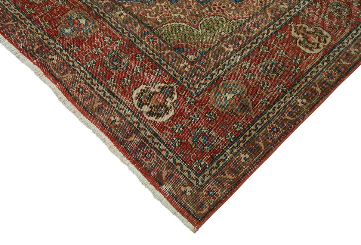 Rusvo Kırmızı Bej Madalyon Desenli El Dokuma Halı 285x367 cm – detay görünümü
