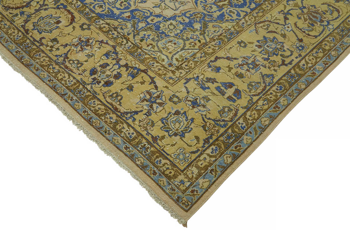 Rusvo Bej Halı Gold ve Lacivert Desenli El Dokuma 288x410 cm – detay görünümü